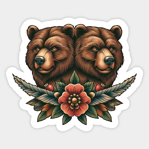 traditional bear tattoo Sticker by PinScher